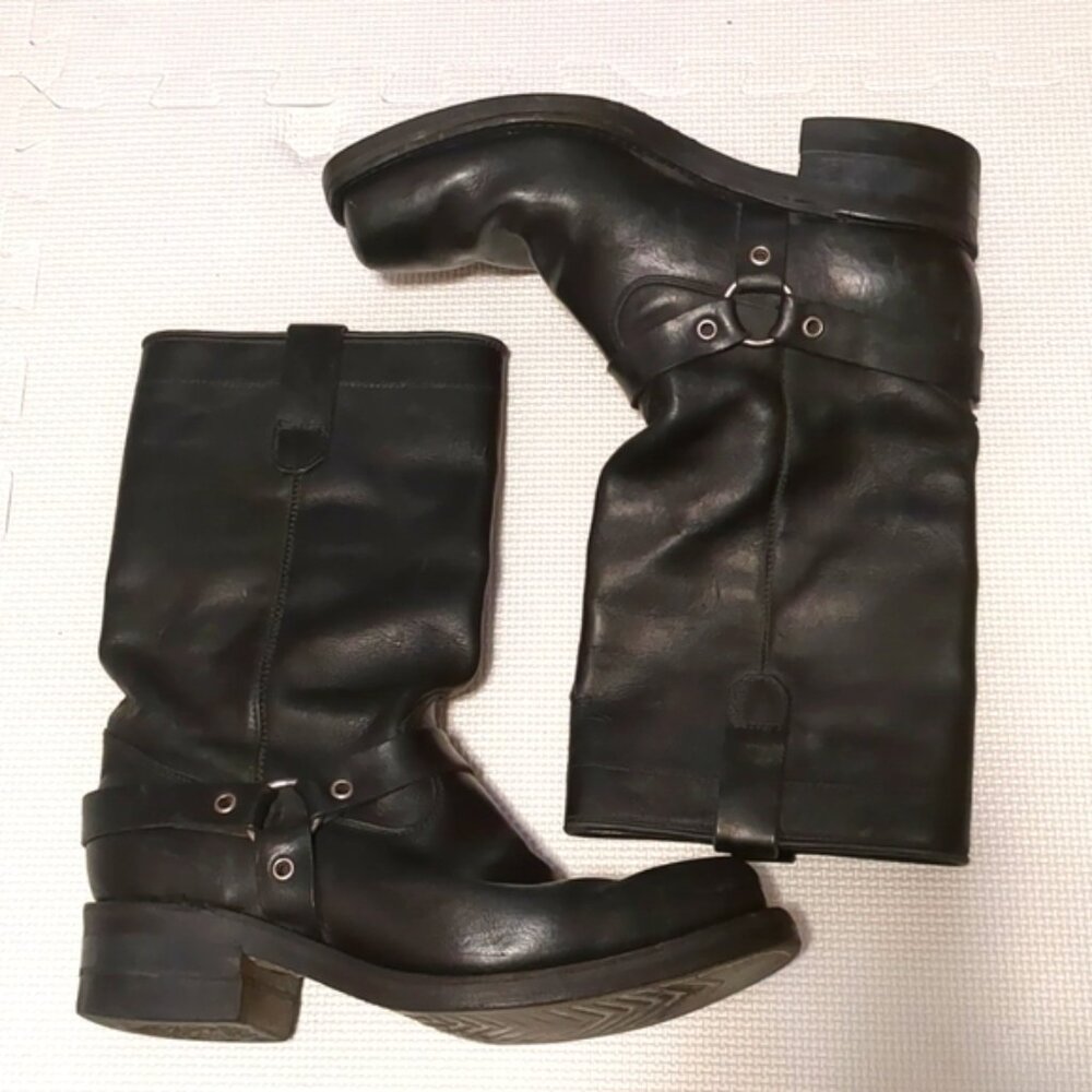 Men's Dayton Rebel Leather Motorcycle Boots Black - 9E